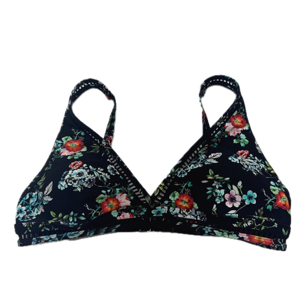 Azura Australia Swimwear Top Women 12 Black Floral Tropical Beach Vacation